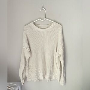 American Eagle Ivory Cotton Oversize Chunky Knit Sweater Size Medium